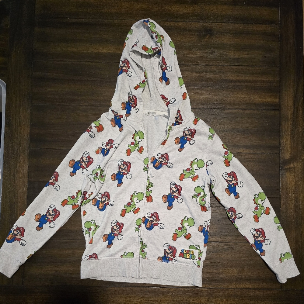 H&M Red and Green Casual Super Mario Hoodie